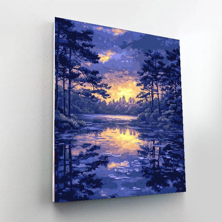 Utagawa Hiroshige Inspired Twilight's Serene Reflection  Number Painting