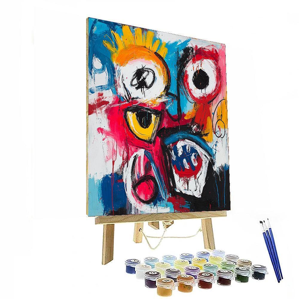Jean-Michel Basquiat Inspired Kaleidoscope Of Emotion  Paint By Color