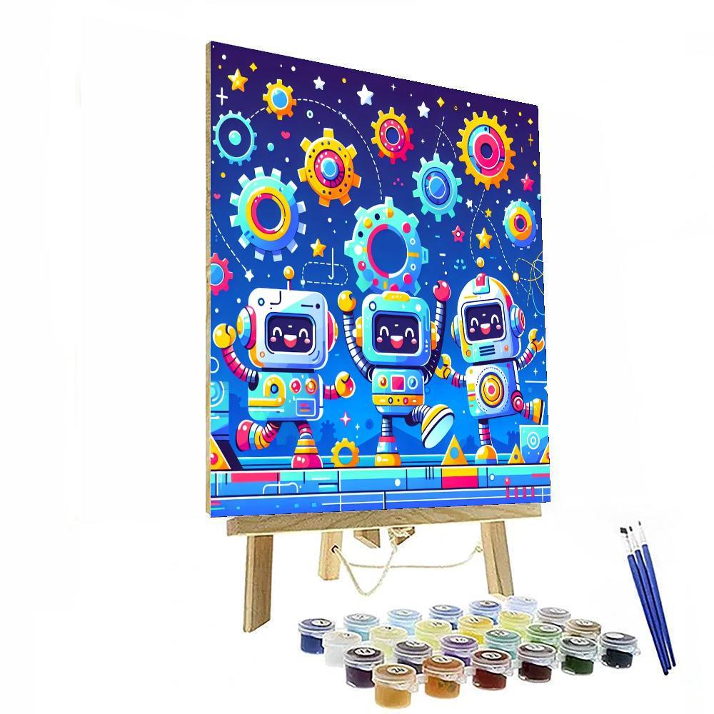 Adventure With Cute Robots Painting By Numbers Kit