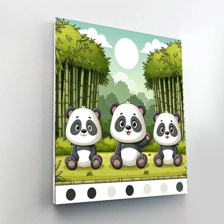 Playful Panda Playdate Paint By Numbers Art