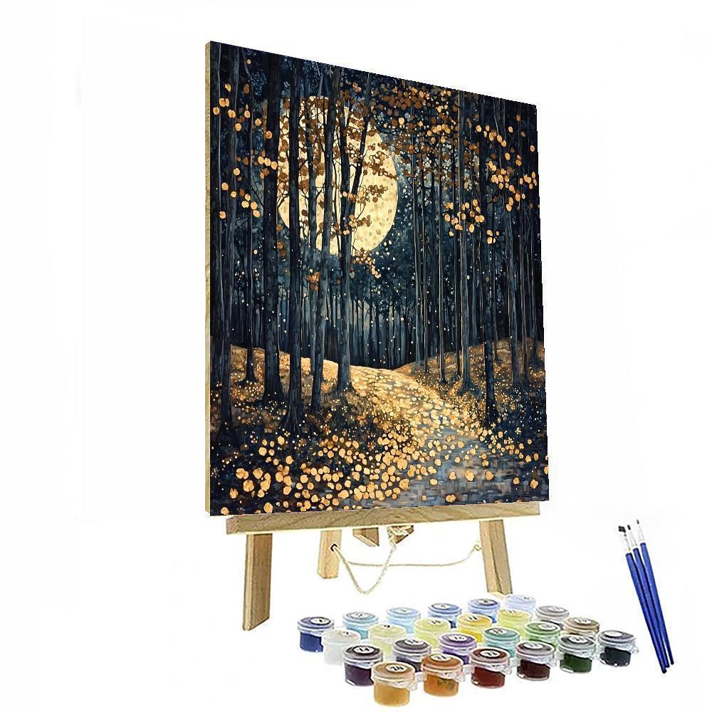 Gustav Klimt Inspired Moonlit Forest Whisper  Paint By Numbers