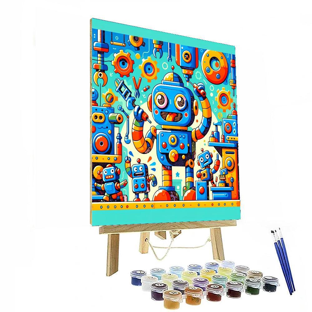 Kooky Robot Factory Number Painting