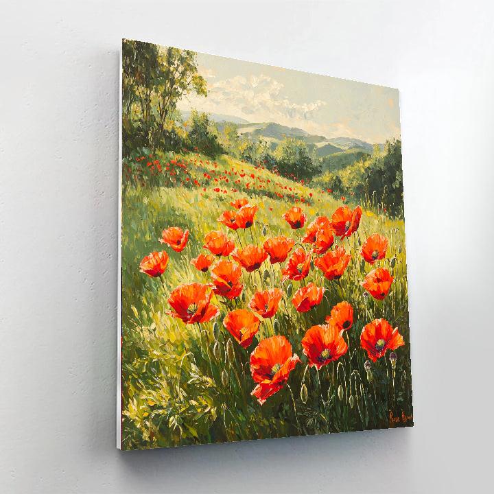 Pierre-Auguste Renoir Inspired Poppies In A Serene Meadow  Paint By Numbers Kits