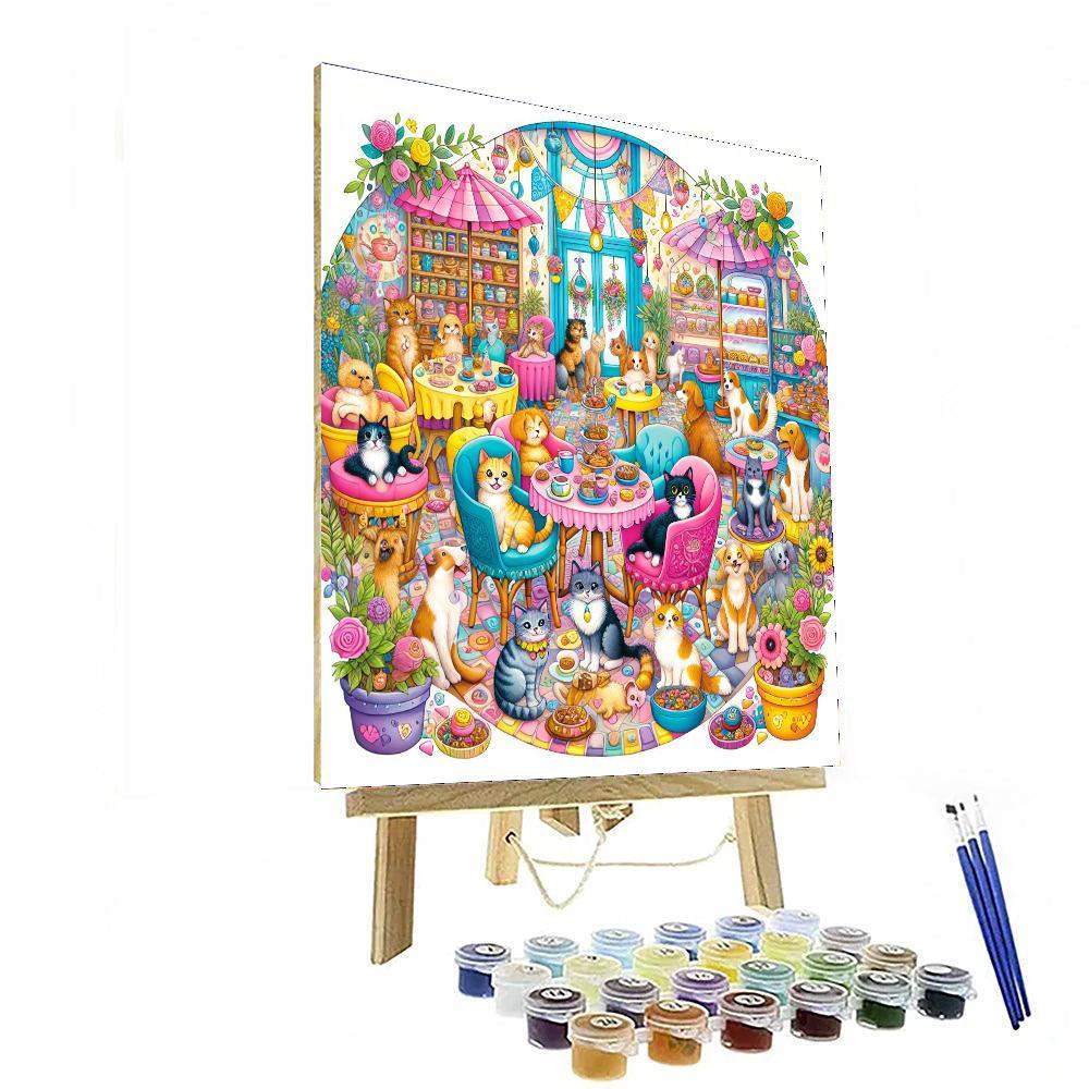 Charming Pet Café Paint By Numbers Art
