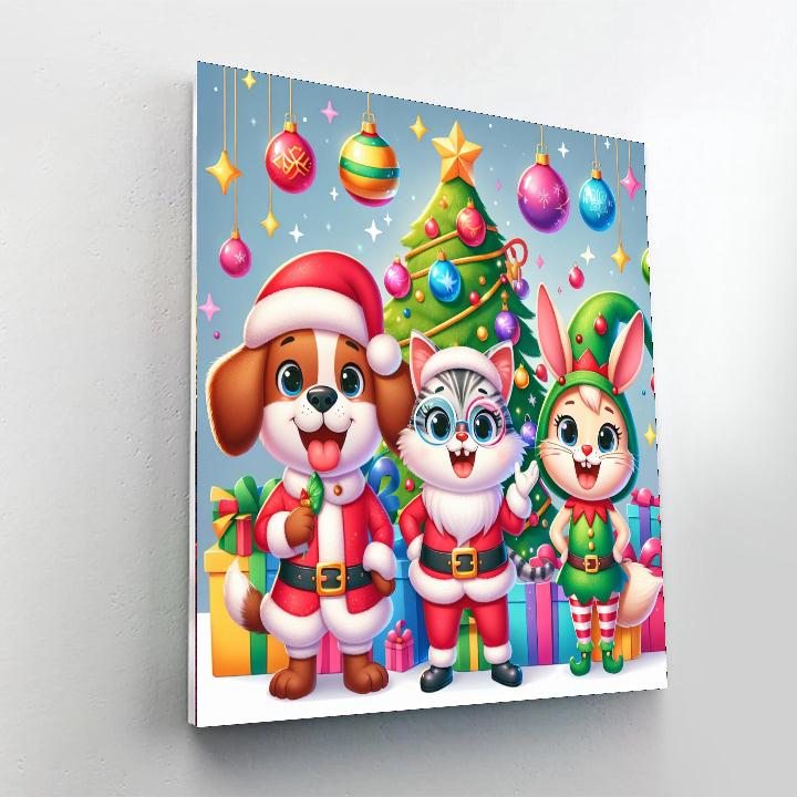 Happy Holidays Animals Numbered Painting Kits