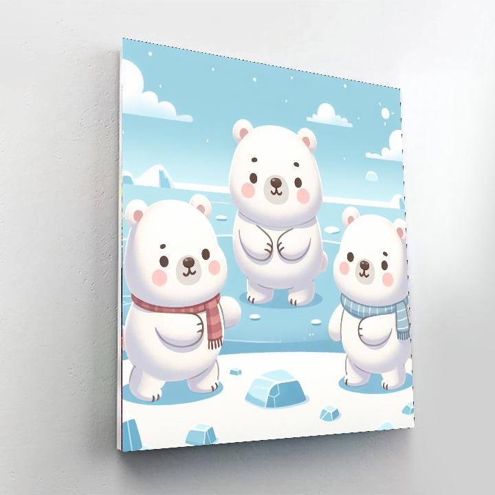 Playful Polar Bear Adventures Paint By Numbers Art