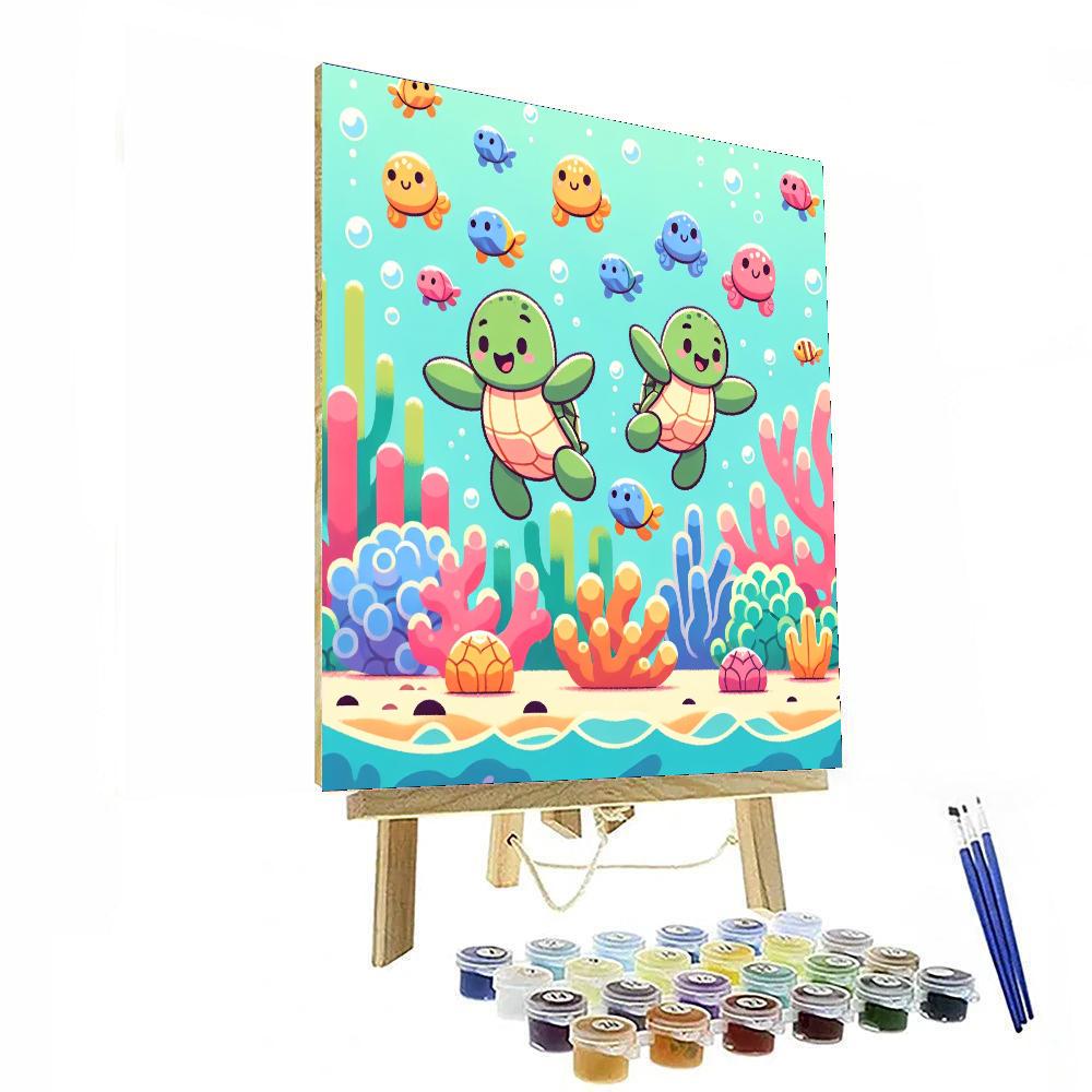 Tropical Turtle Tango Painting By Numbers Kit