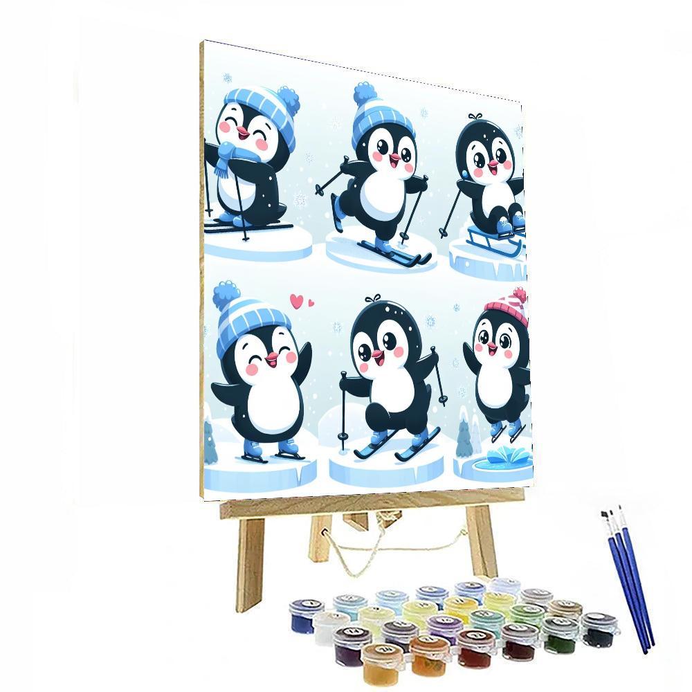 Penguin Winter Olympics DIY Paint By Numbers