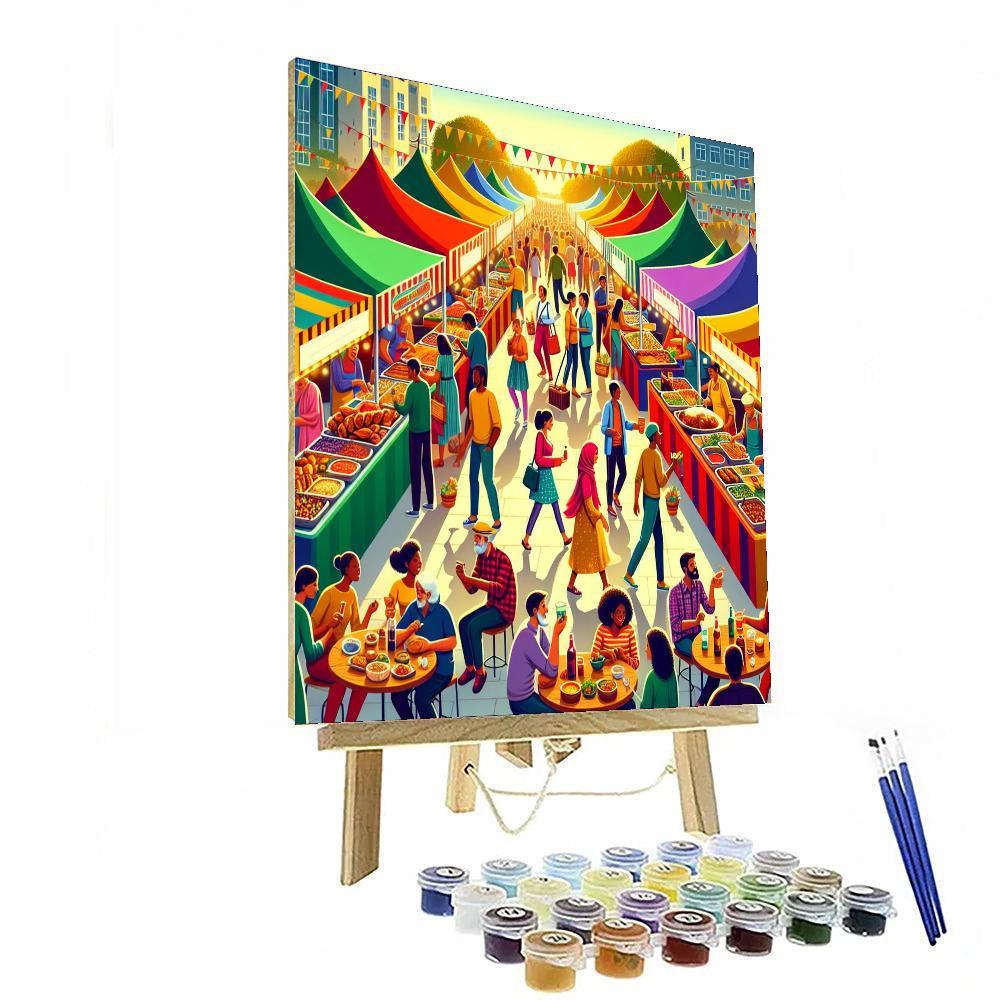 Lively Street Food Market Paint By Color