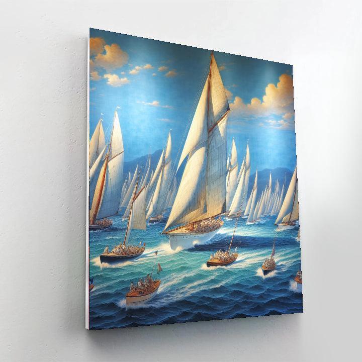 Vintage Sailboat Regatta Paint By Numbers