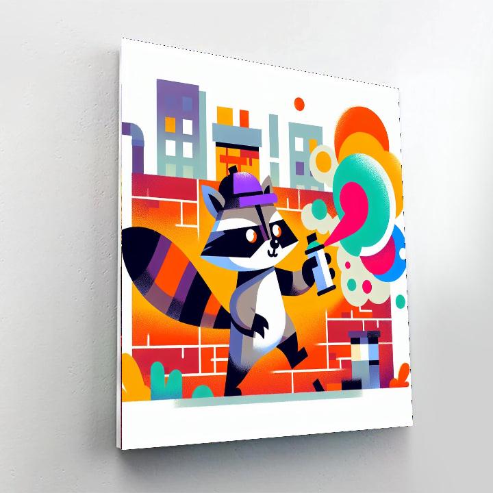 Urban Artist Raccoon Number Painting