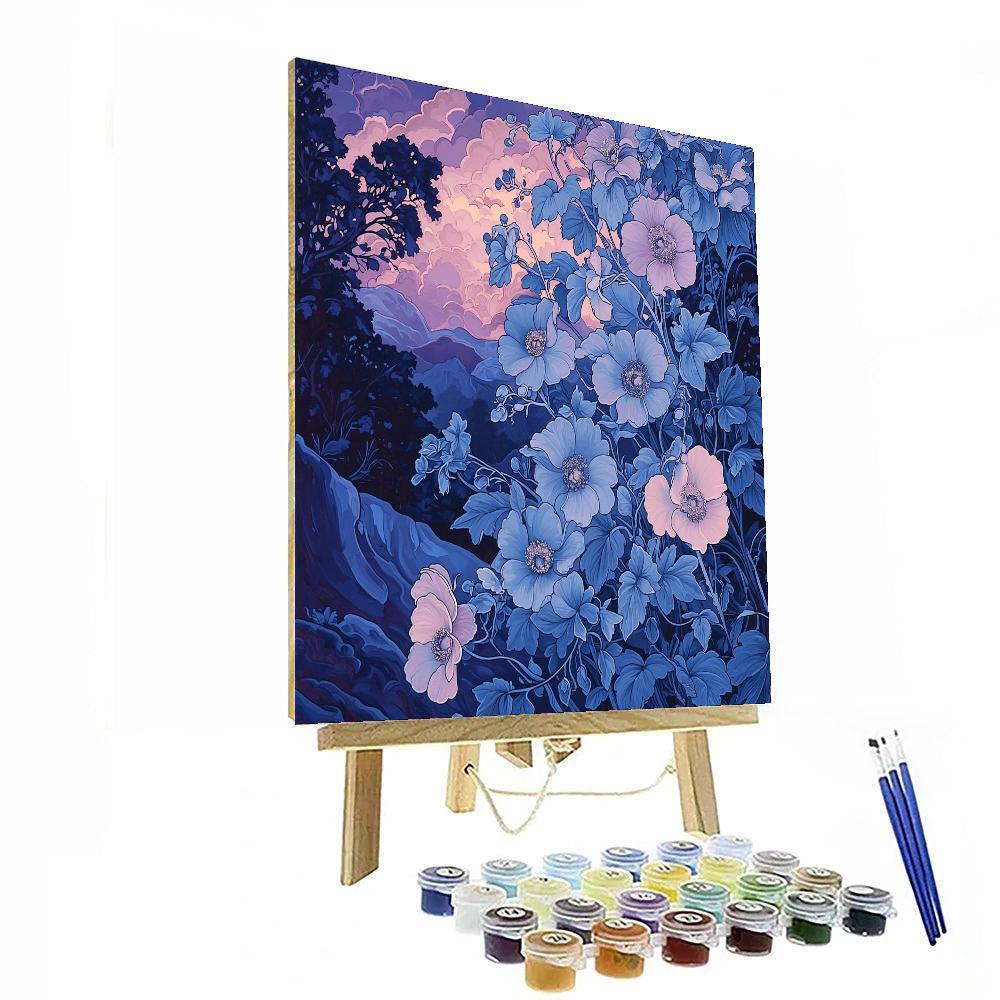 Alphonse Mucha Inspired Twilight's Floral Symphony  Paint By Number