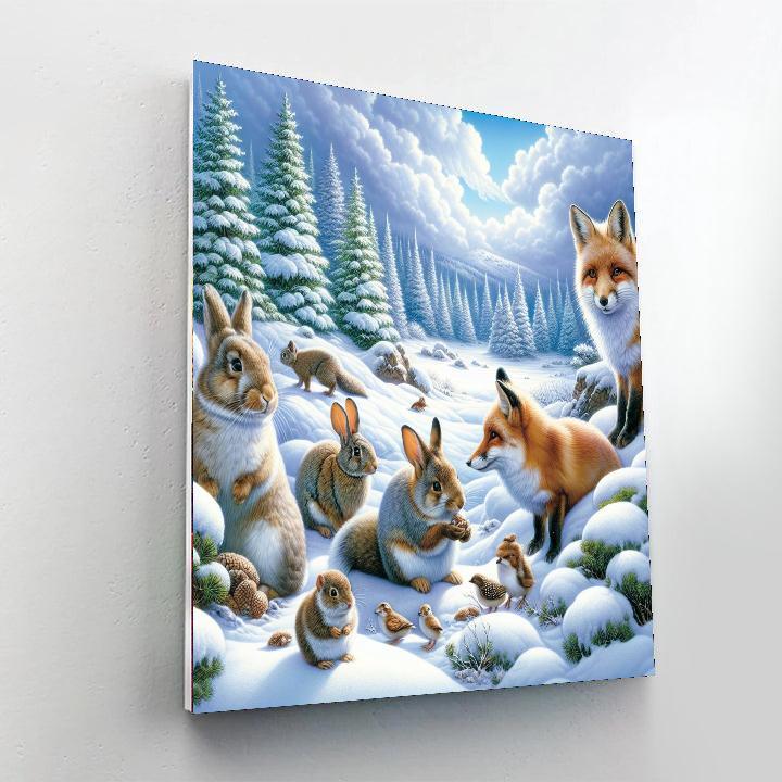Winter Woodland Animals Paint By Color