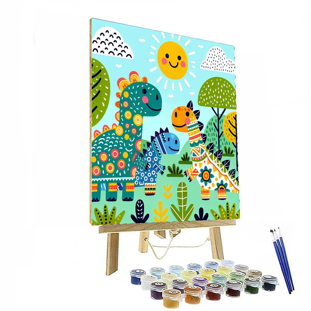 Happy Dino Day Number Painting