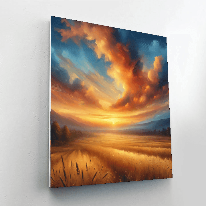 Golden Fields At Dusk Number Painting