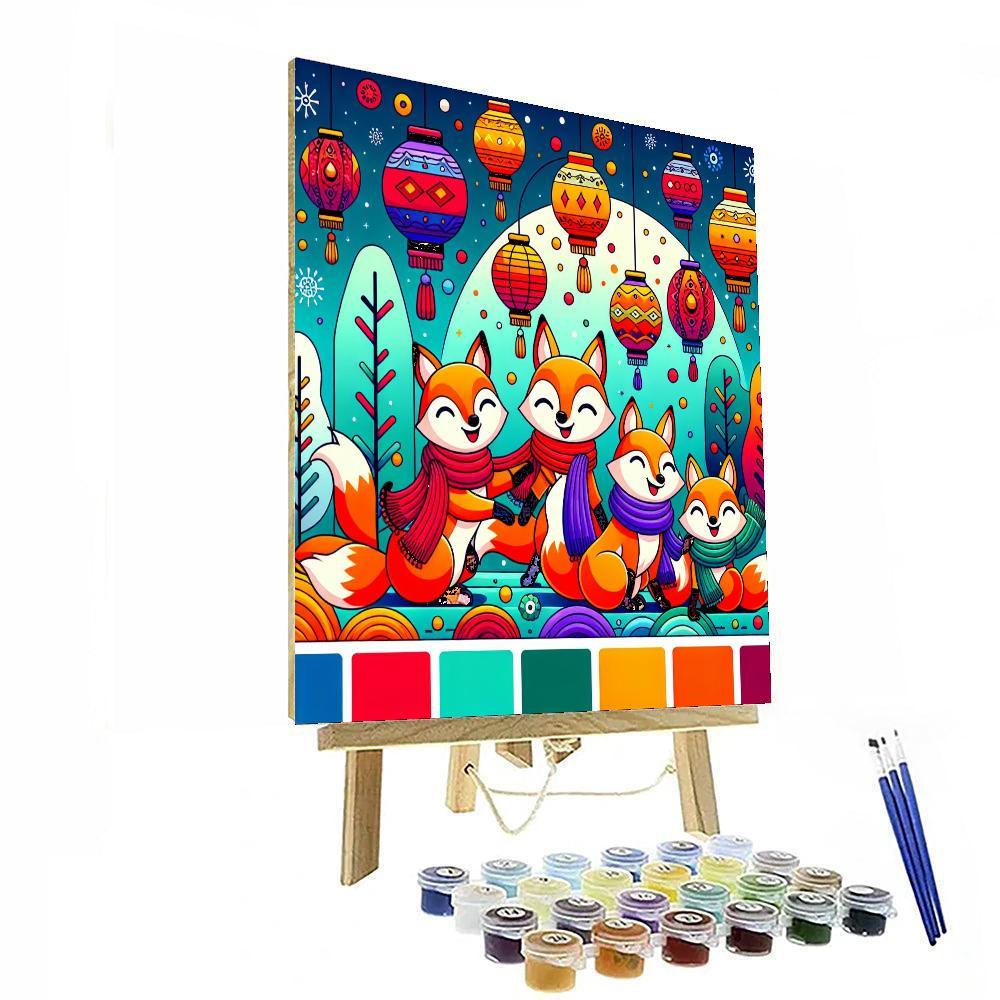 Fiesta Foxes Paint By Numbers Art