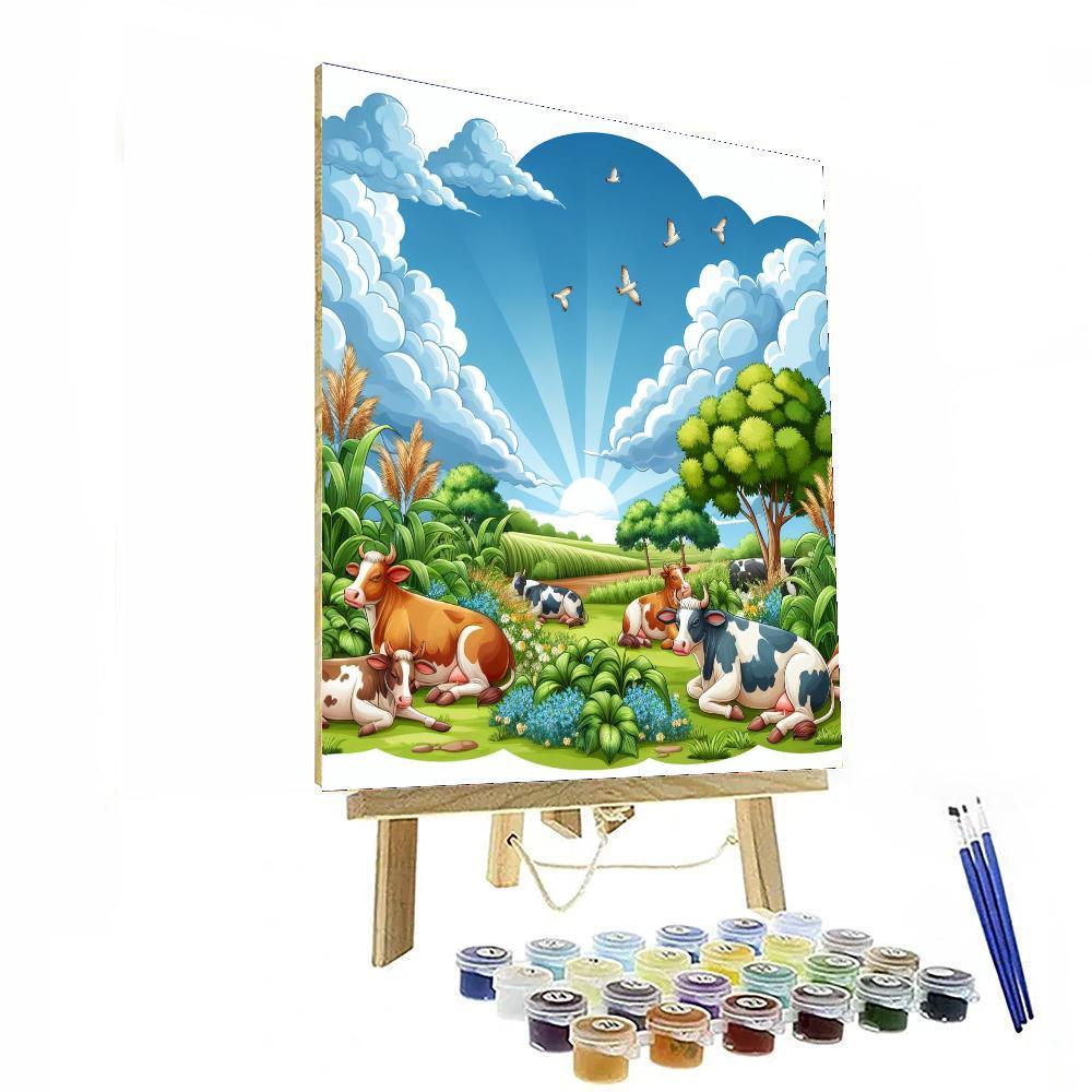 Cow Pastoral Bliss Paint By Numbers