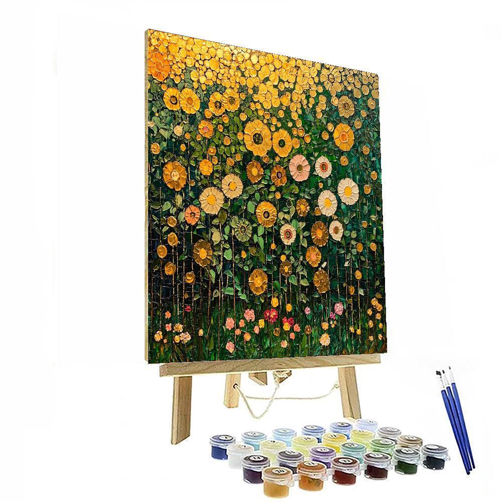 Gustav Klimt Inspired Golden Era Garden Elegance  Painting By Numbers Kit