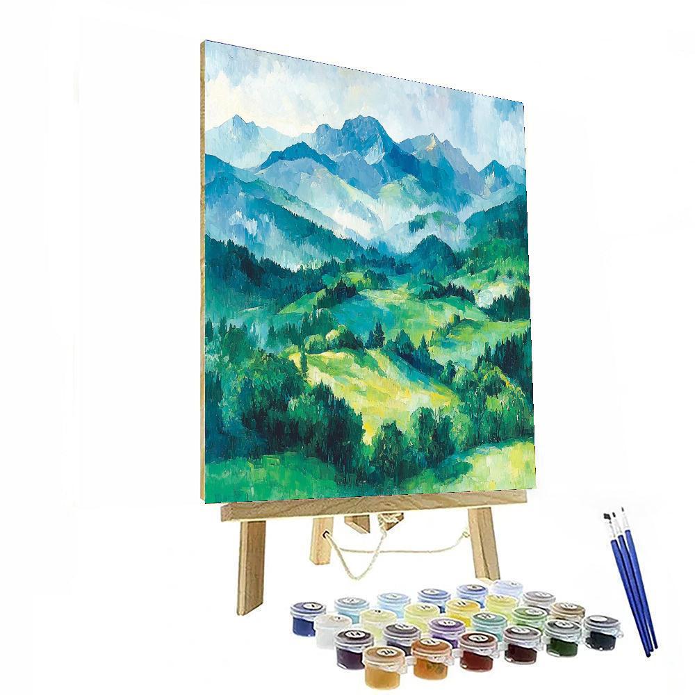 Paul Cézanne Inspired Misty Mountain Serenity  Painting By Numbers Kit