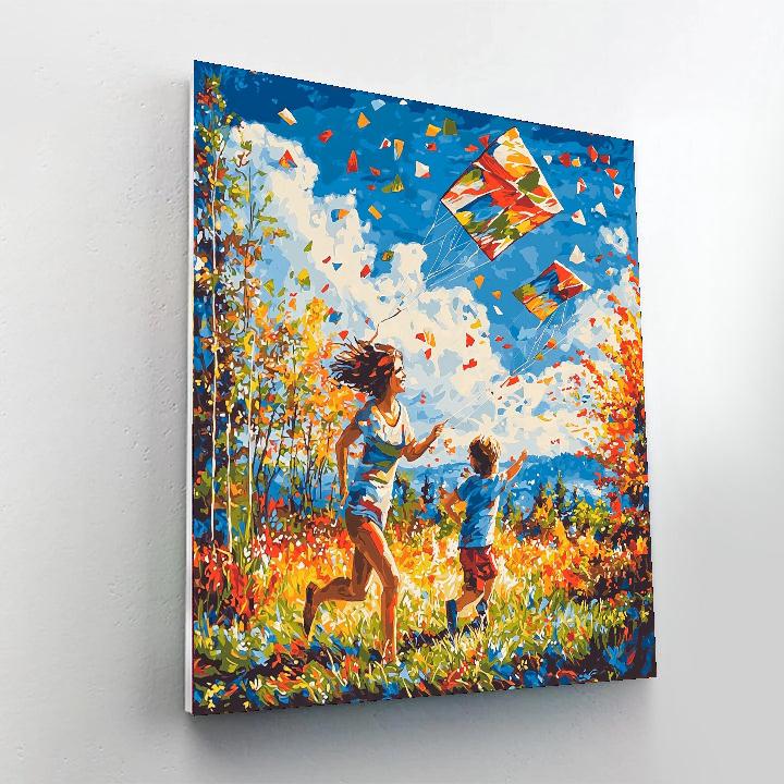 Kite Flying Together Number Painting