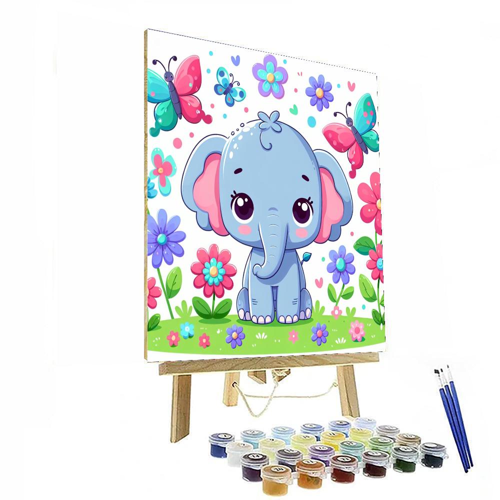 Charming Little Elephant Numbered Painting Kits