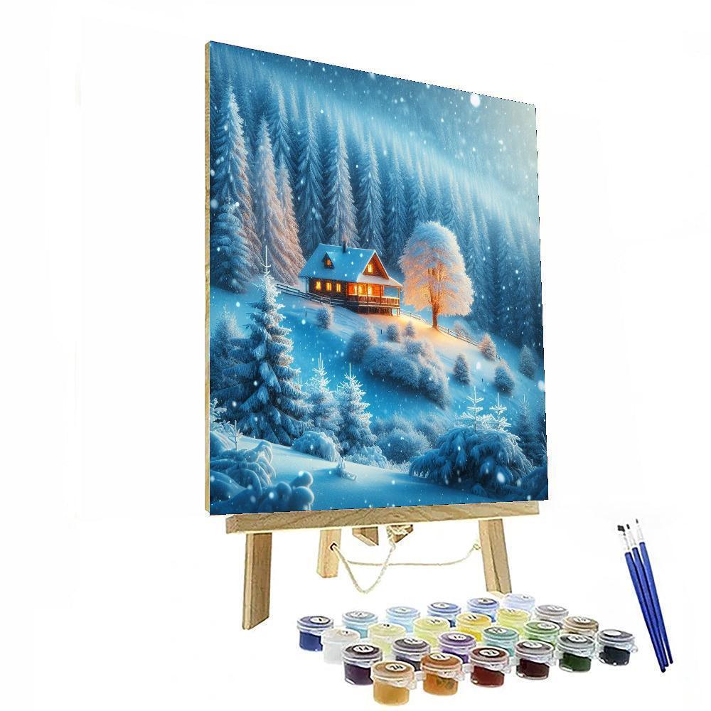 Charming Winter Cabin Escape Paint By Color