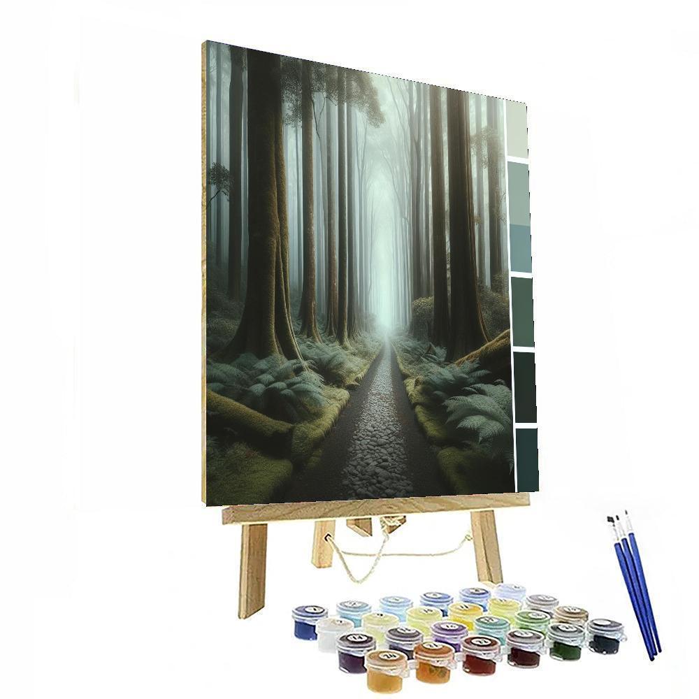 Forest Pathway In Fog Paint By Number