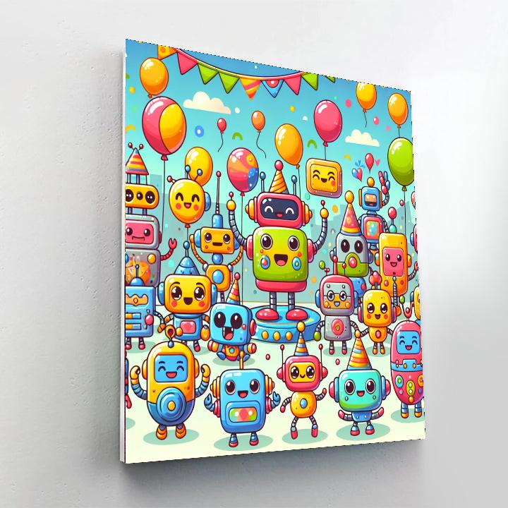 Joyful Robot Festival Paint By Numbers Art
