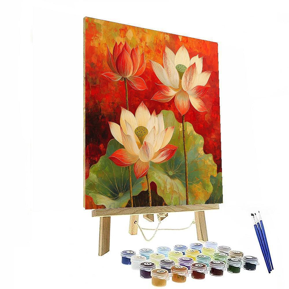 Nandalal Bose Inspired Sacred Lotus Symphony  DIY Paint By Numbers