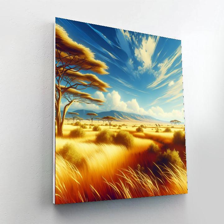 Golden Savanna Panorama Numbered Painting Kits