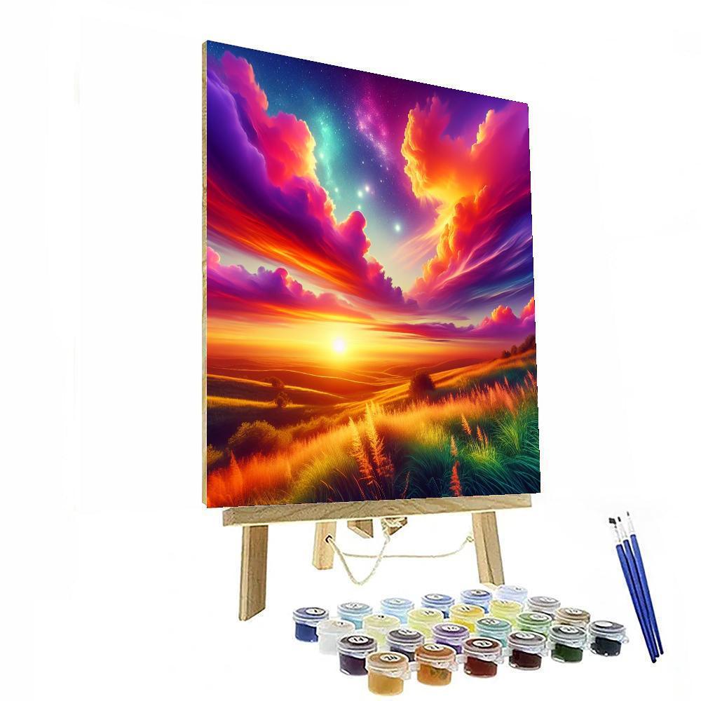 Enchanting Sunset Over Hills Paint By Numbers Art