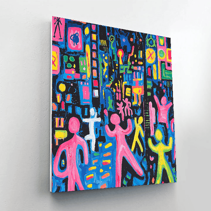 Keith Haring Inspired Neon Urban Groove  Paint By Color