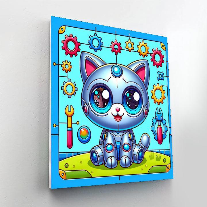 Merry Robot Cat DIY Paint By Numbers