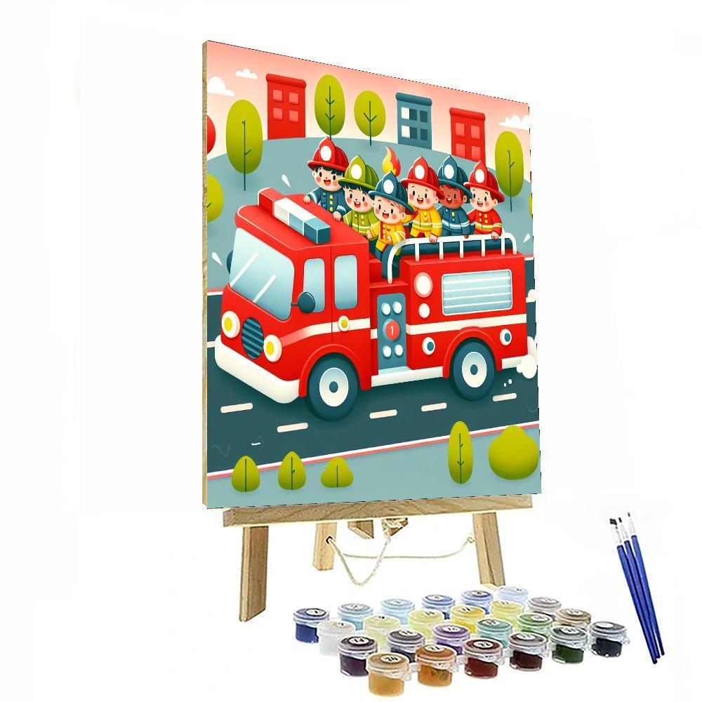 Bright Firetruck Painting By Numbers Kit