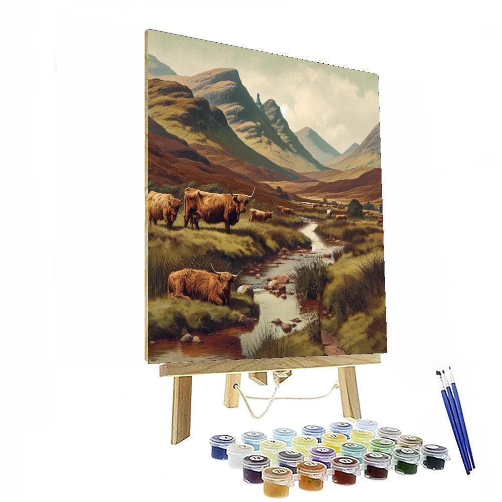 Highland Cow's Rustic Peace Paint By Number