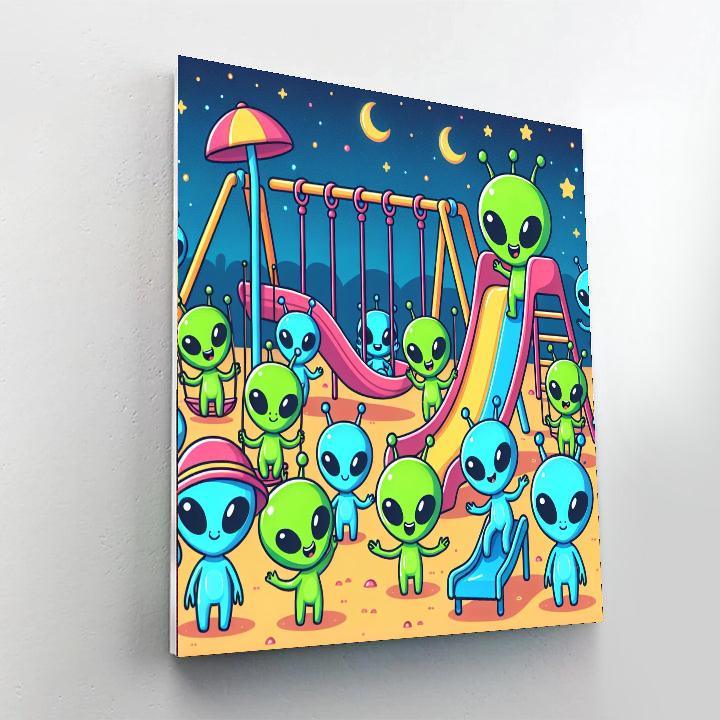 Space Aliens Playground Paint By Numbers Kits