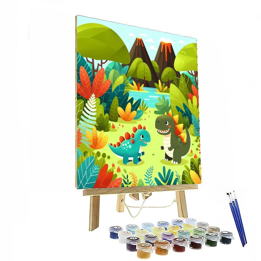 Playful Dinosaur World Number Painting