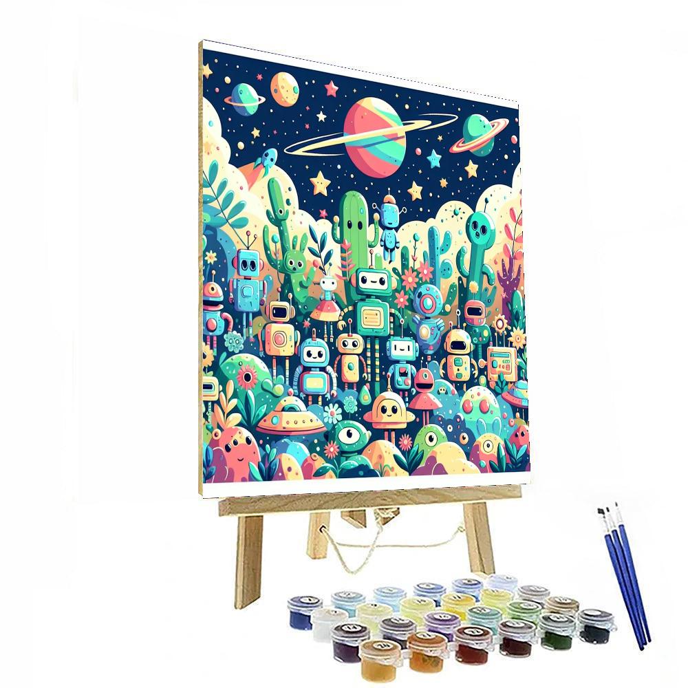 Joyful Robot Explorers Numbered Painting Kits