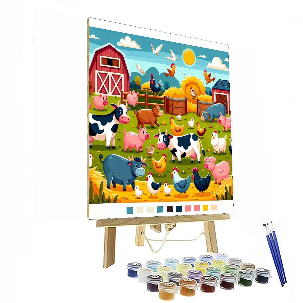 Farmyard Animal Party Numbered Painting Kits