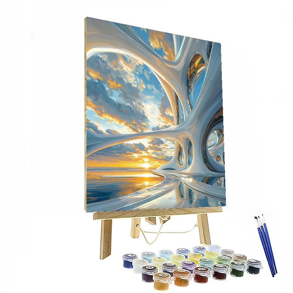Zaha Hadid Inspired Futuristic Skies  Number Painting