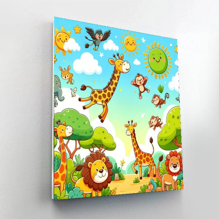 Whimsical Animal Safari For Kids Numbered Painting Kits