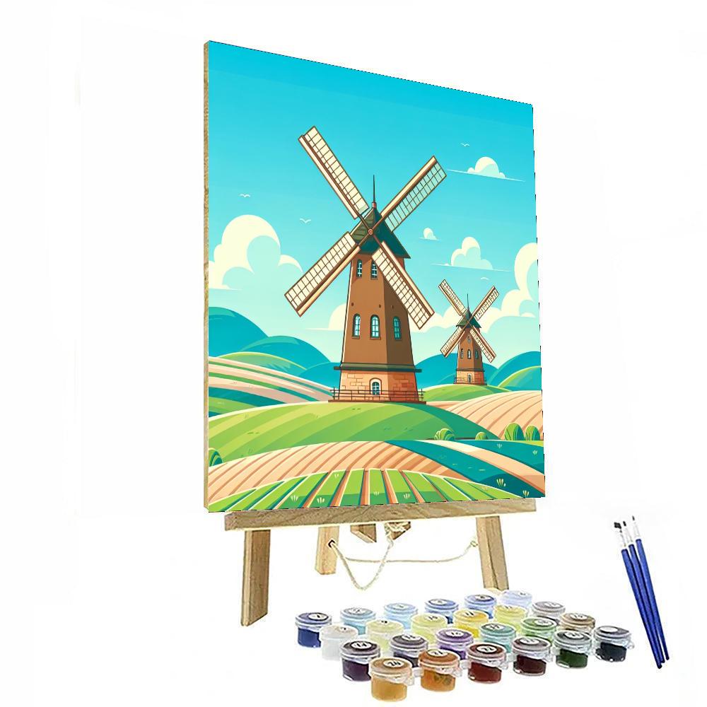 Wondrous Windmill Wonders Paint By Numbers Art