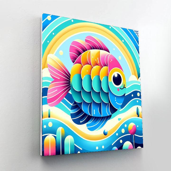 Happy Rainbow Fish Paint By Numbers Art