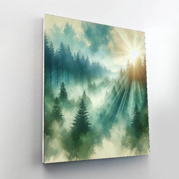 Misty Forest Morning Painting By Numbers Kit
