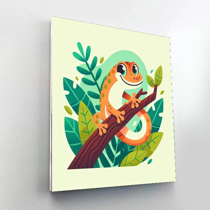 Charming Gecko Number Painting