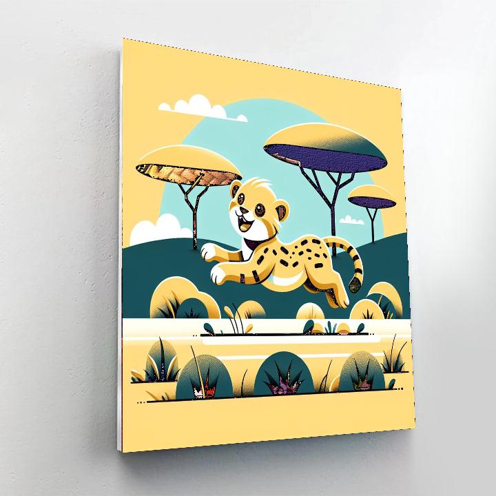 Chipper Cheetah Cub Paint By Numbers Art