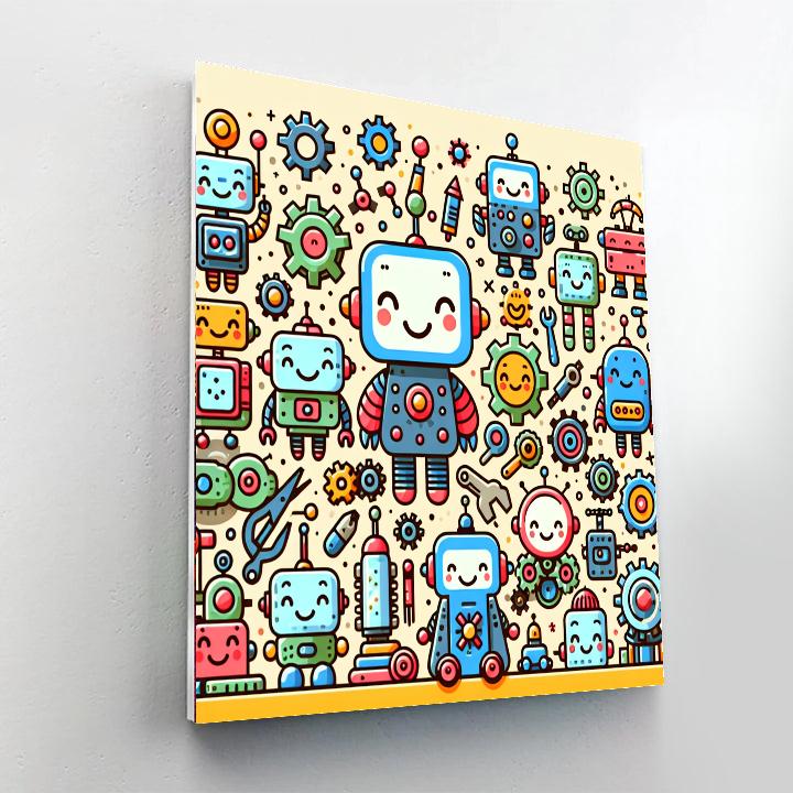 Happy Little Robots Paint By Number