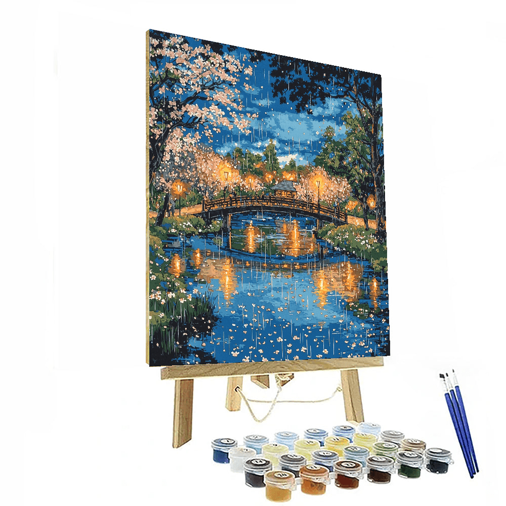 Utagawa Hiroshige Inspired Japanese Night Garden  Painting By Numbers Kit