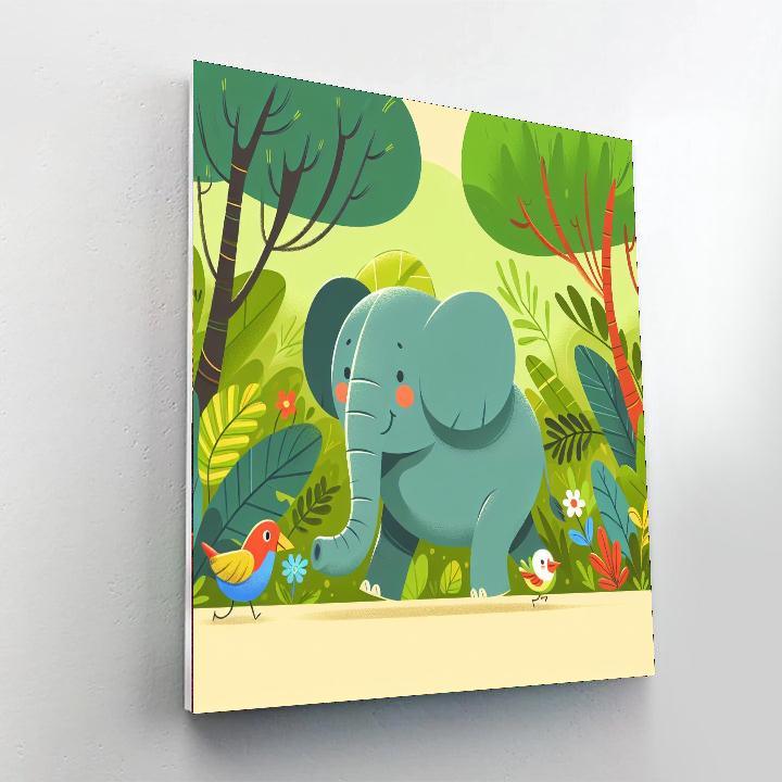 Courageous Elephant's Jungle Journey Painting Number Kit