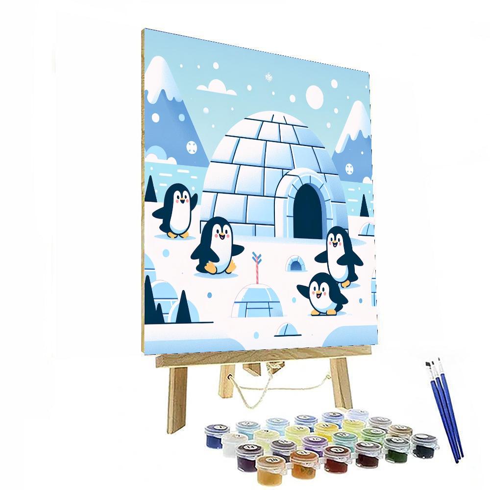 Penguin Igloo Adventure Paint By Numbers Art